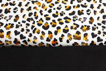 Stoffpaket Jersey + Bündchen Jersey mit Leo Print, Fräulein von Julie, weiß, schwarz